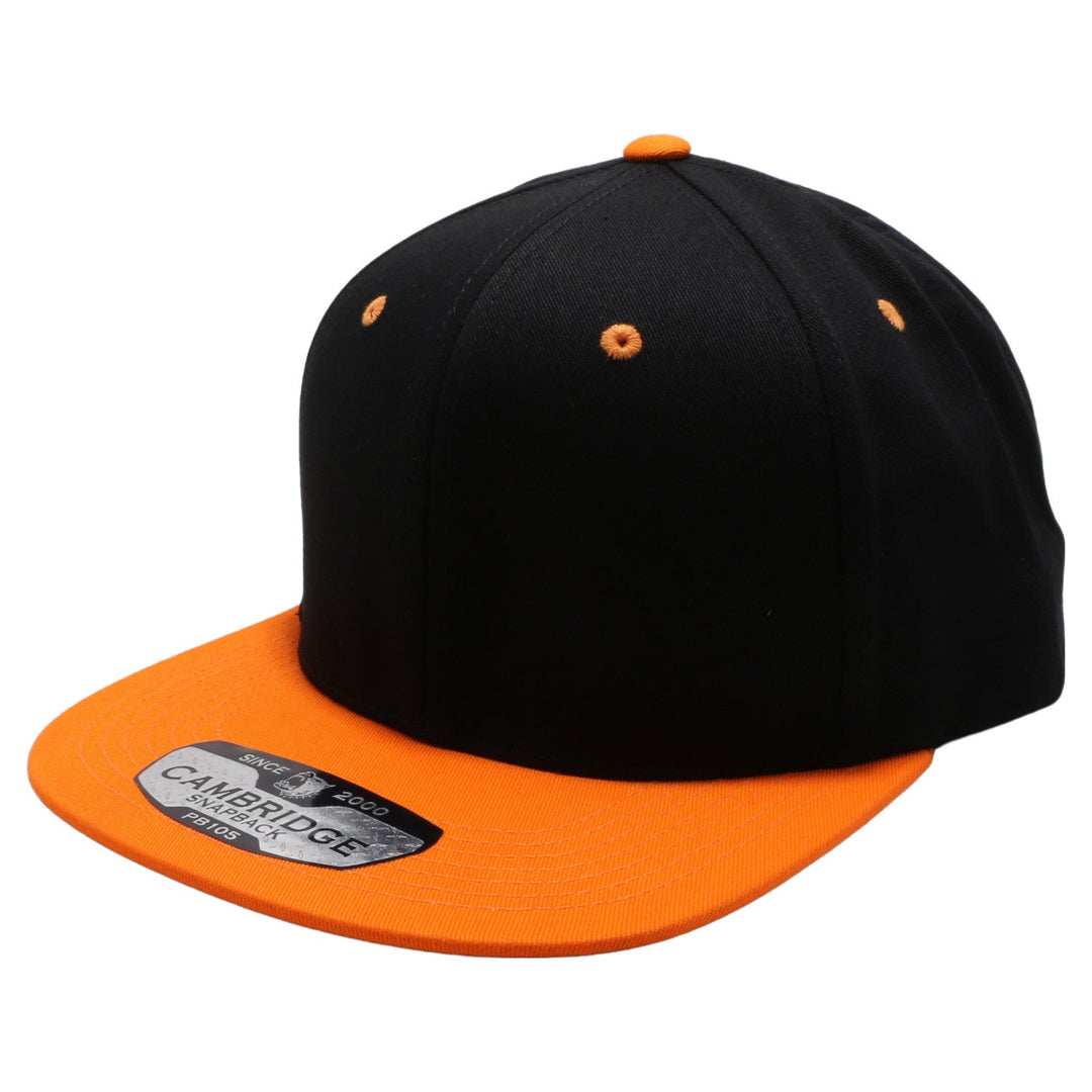 PB105T PitBull Cambridge Cotton Two-Tone Snapback [Black/Orange]