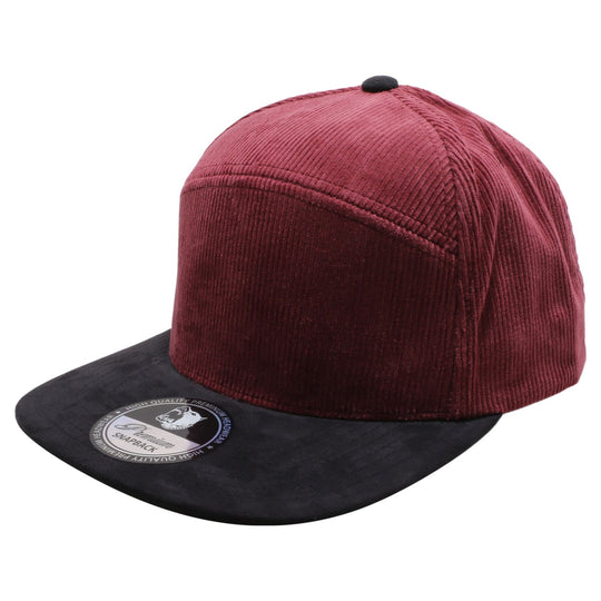 PB124 Pit Bull Hybrid Corduroy Camper Hats [Burgundy/Black] 1