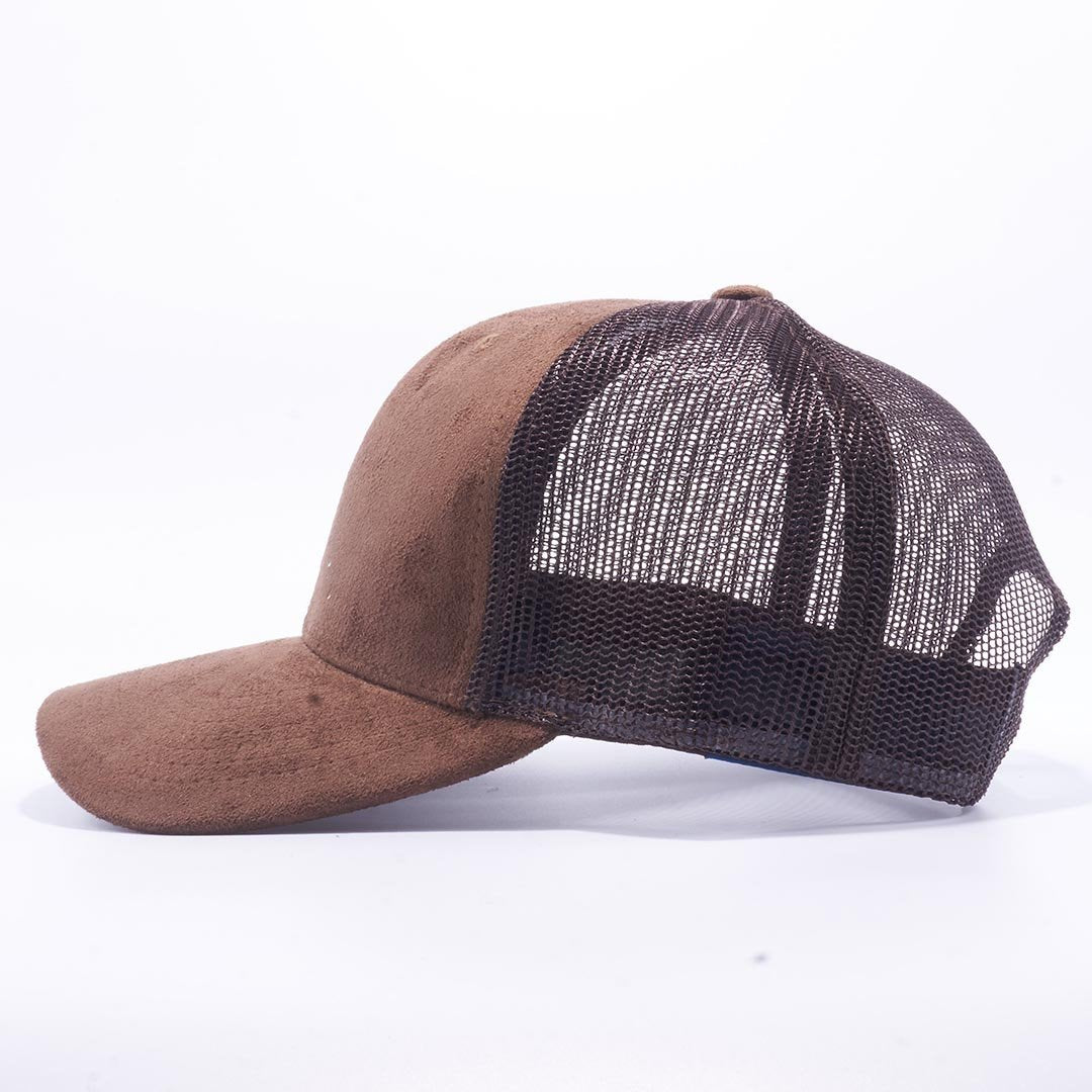 PB189 BROWN COLOR SUEDE TRUCKER MESH BACK HAT - PITBULL TDC