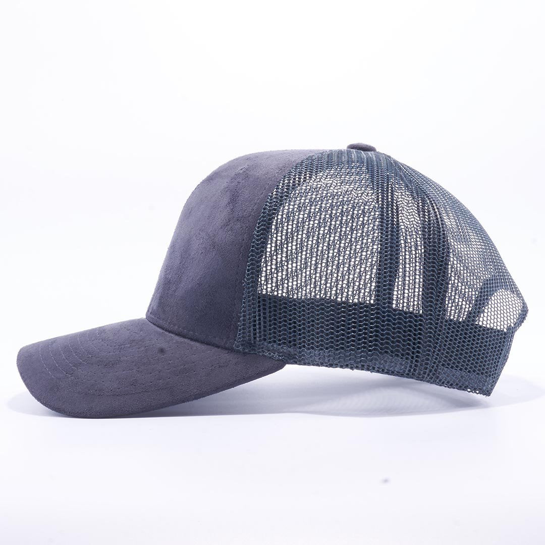 PB189 CHARCOAL COLOR SUEDE TRUCKER MESH BACK HAT - PITBULL TDC