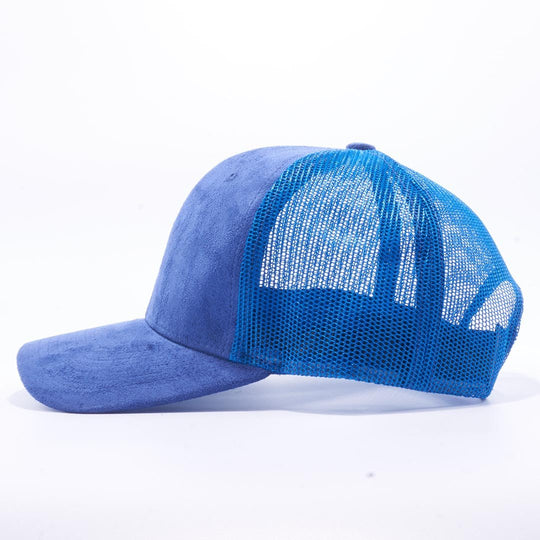 PB189 ROYAL BLUE COLOR SUEDE TRUCKER MESH BACK HAT - PITBULL TDC