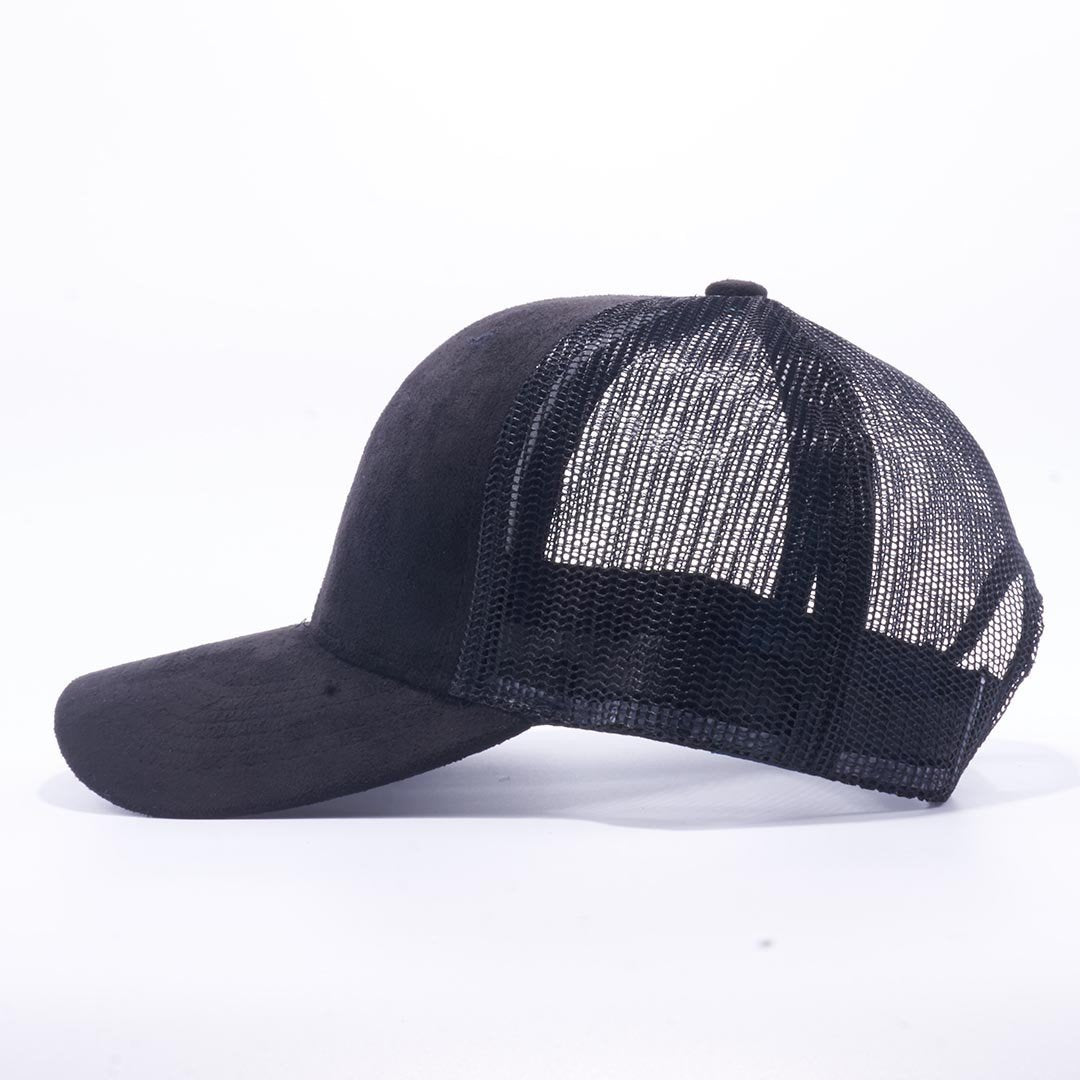 PB189 BLACK COLOR SUEDE TRUCKER MESH BACK HAT - PITBULL TDC