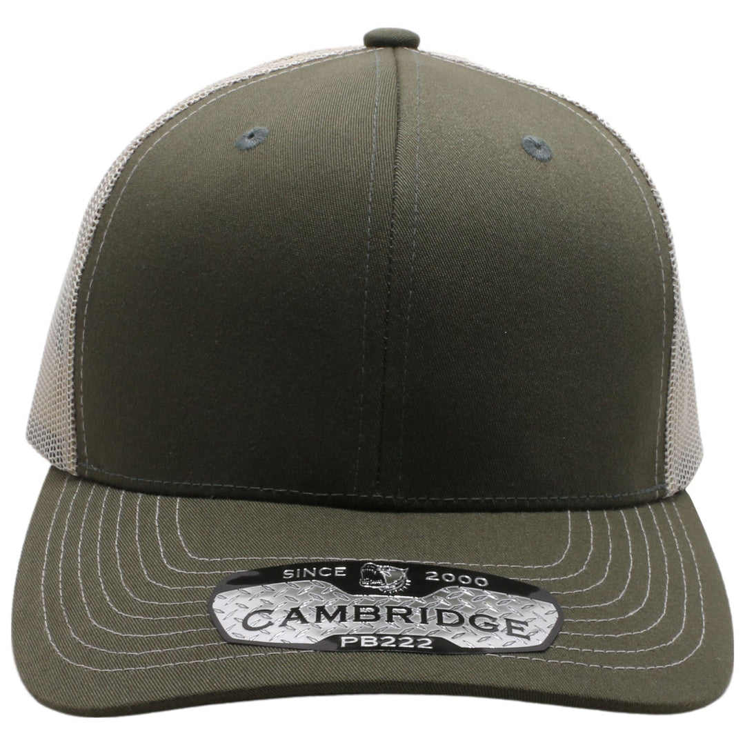 PB222 Pit Bull Cambridge Trucker Hat Olive and Beige mesh