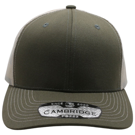 PB222 Pit Bull Cambridge Trucker Hat Olive and Beige mesh