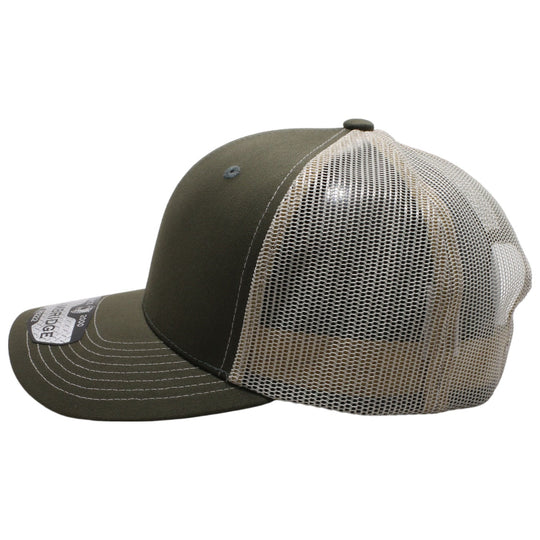 PB222 Pit Bull Cambridge Trucker Hat Olive and Beige mesh