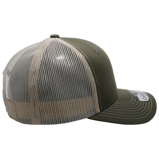 PB222 Pit Bull Cambridge Trucker Hat Olive and Beige mesh