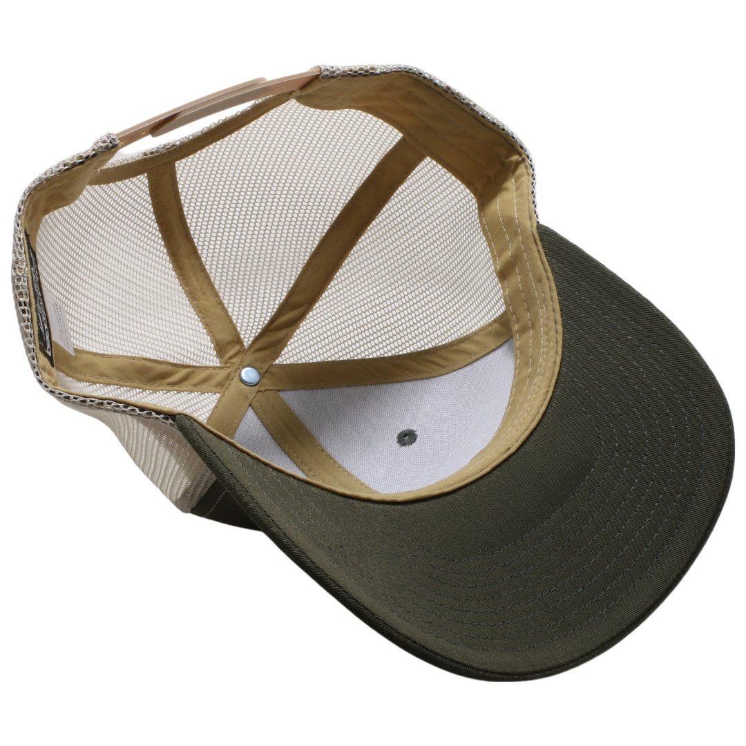 PB222 Pit Bull Cambridge Trucker Hat Olive and Beige mesh