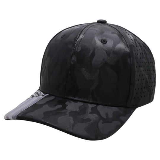 PB270 Shiny Camo Perforated US Flag Embroidery on visor