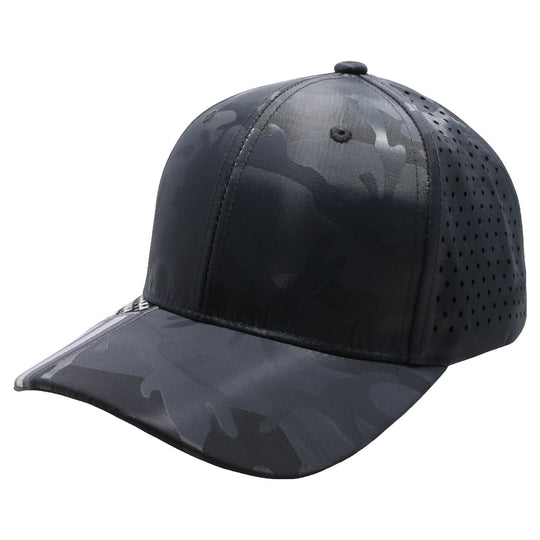 PB270 Shiny Camo Perforated US Flag Embroidery on visor