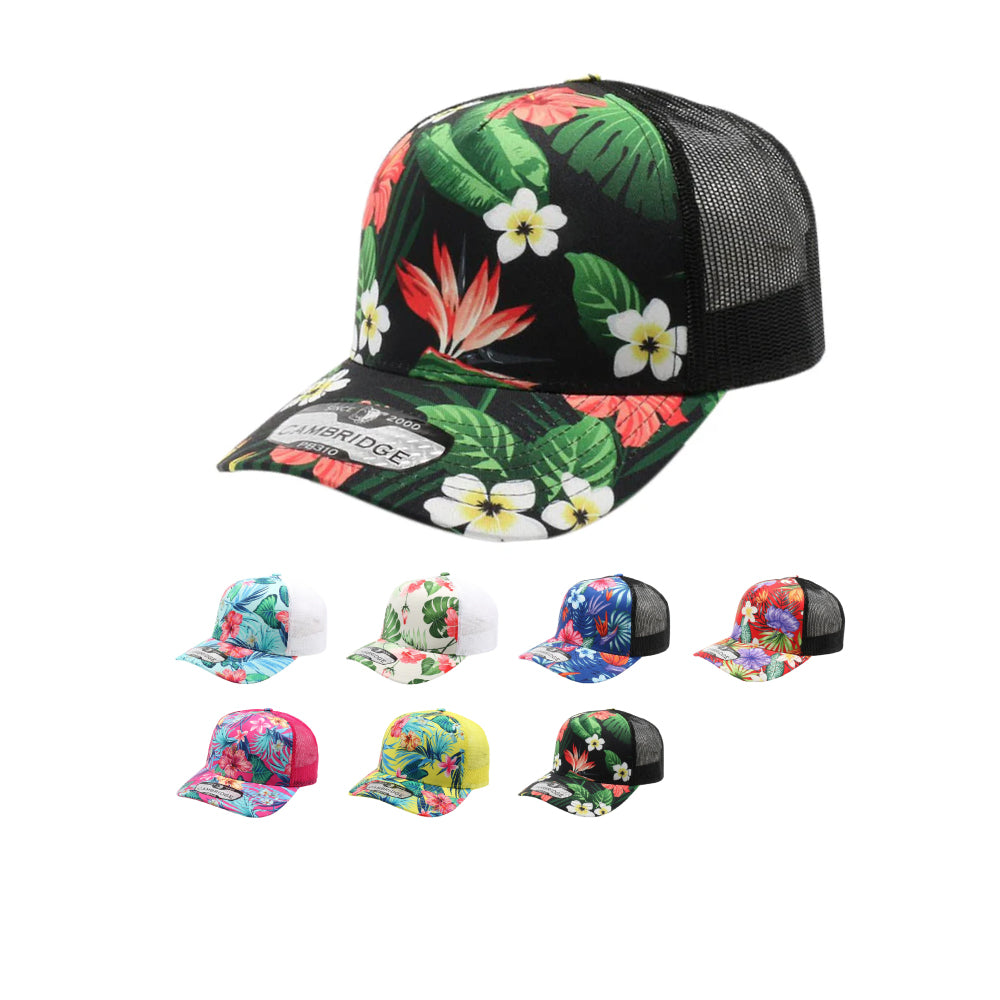 PB310 5 Panel High Frame Floral Trucker - PITBULL TDC