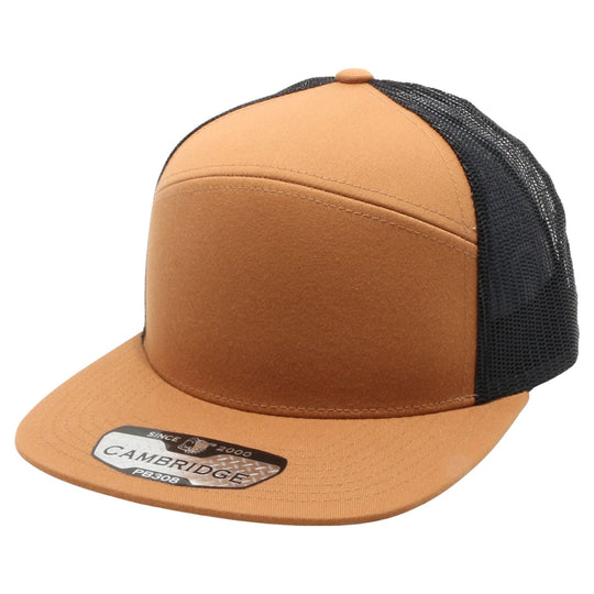PB308 Pitbull Cambridge 6 Panel Camper Mesh Back Snapback [Camel/Black]