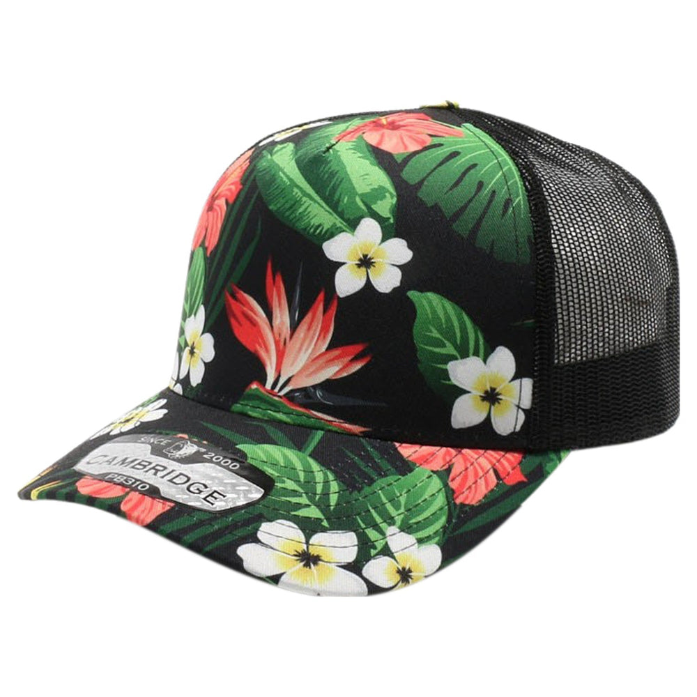 PB310 Pitbull Cambridge 5 Panel Mesh Back Floral Snapback [Black 2/Black]