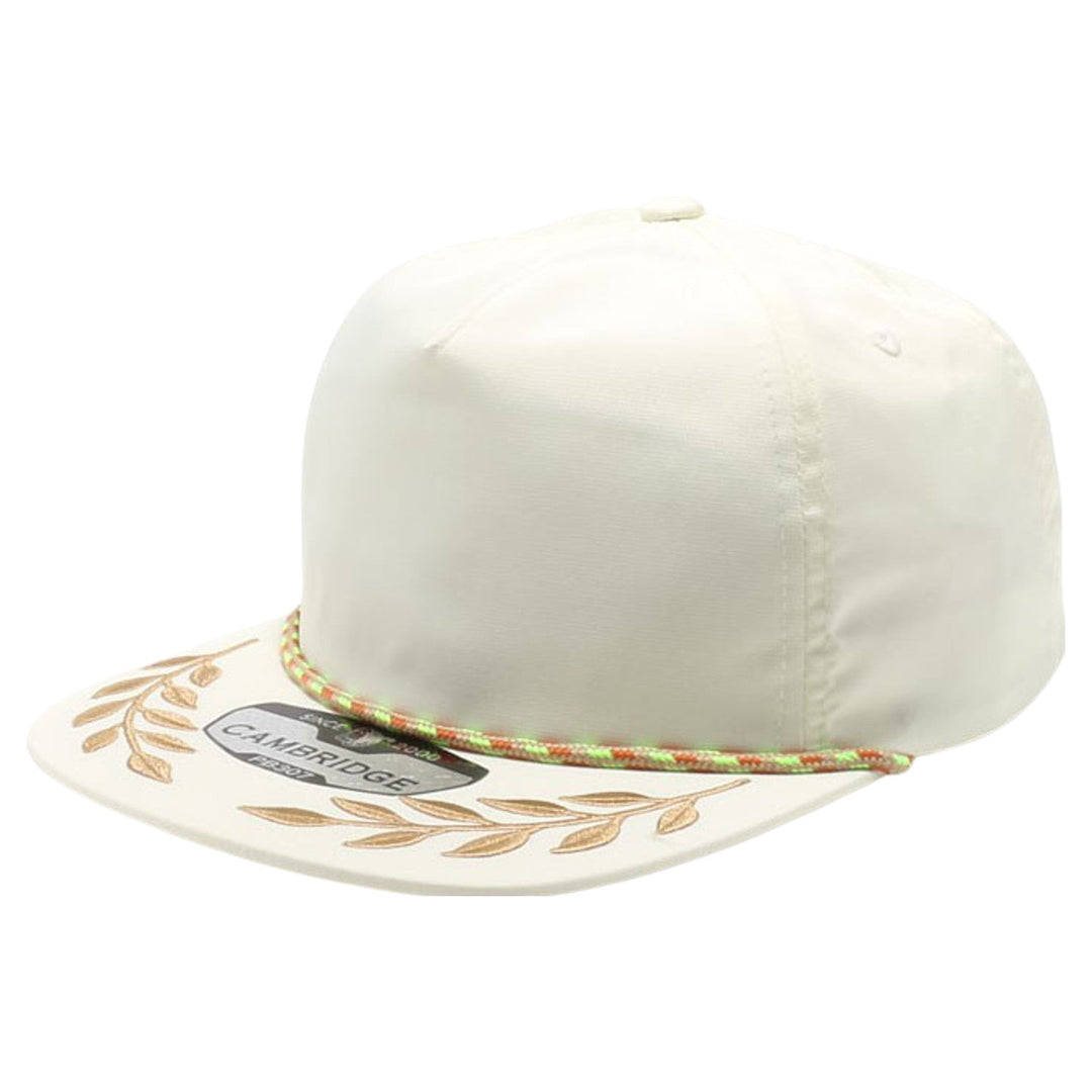 PB307 Pitbull Cambridge 5 Panel Unstructured Bay Leaf Snapback [Cream]