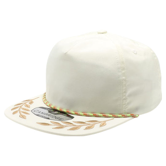 PB307 Pitbull Cambridge 5 Panel Unstructured Bay Leaf Snapback [Cream]