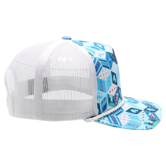 Chicago-Themed Polygon Quilt High Frame with Rope [Sky]