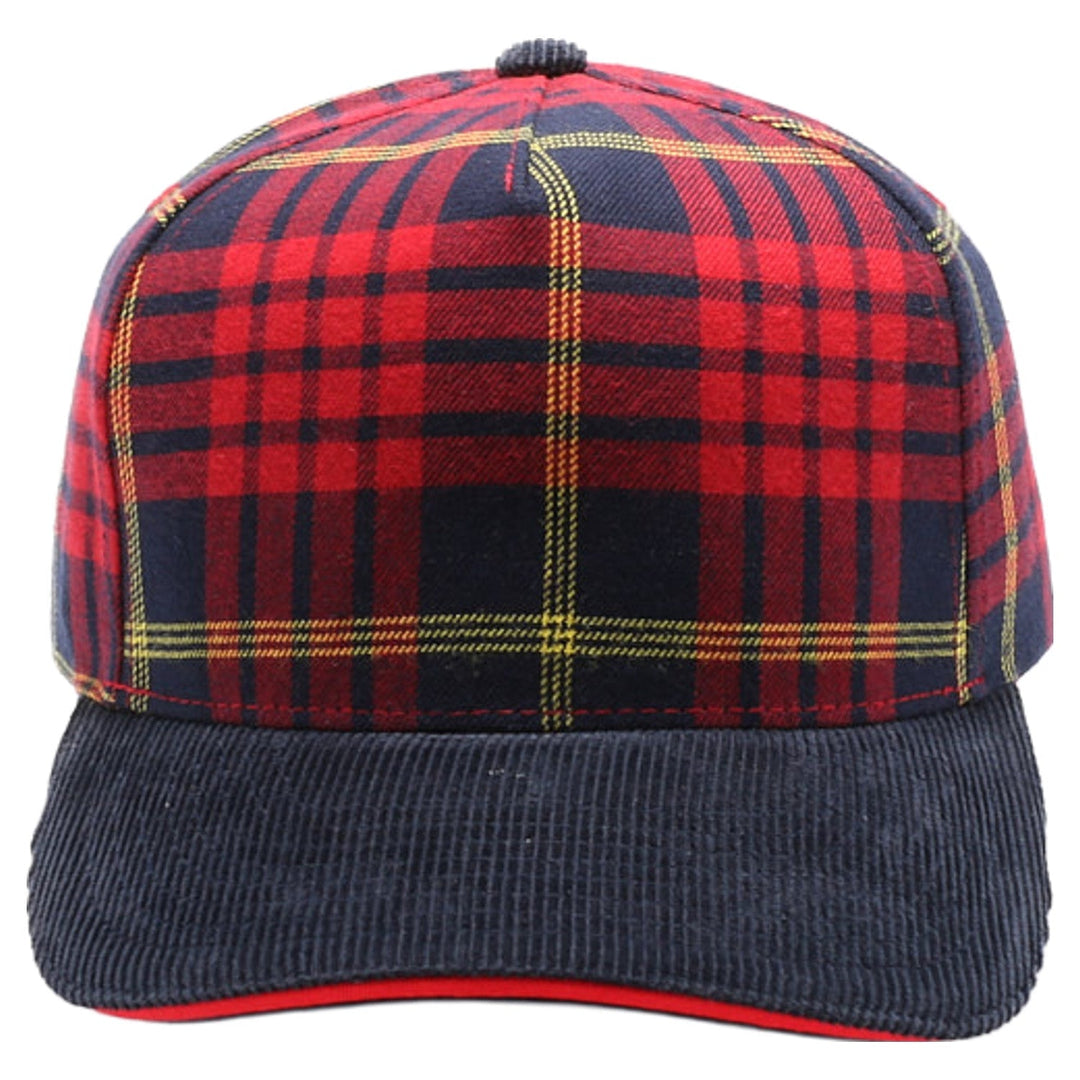 5 Panel Plaid Sandwich Visor [Red/Navy]
