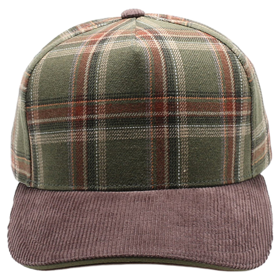 5 Panel Plaid Sandwich Visor [Olive/Brown]