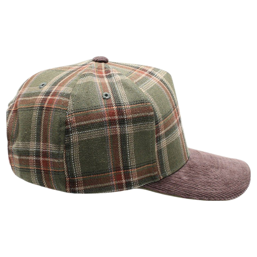 5 Panel Plaid Sandwich Visor [Olive/Brown]