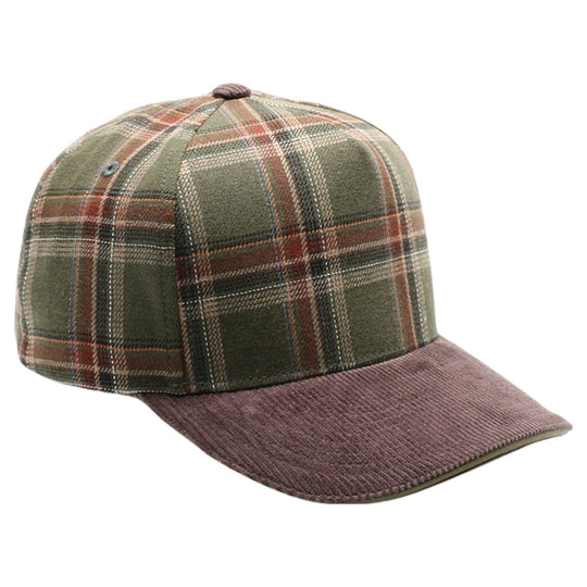 5 Panel Plaid Sandwich Visor [Olive/Brown]