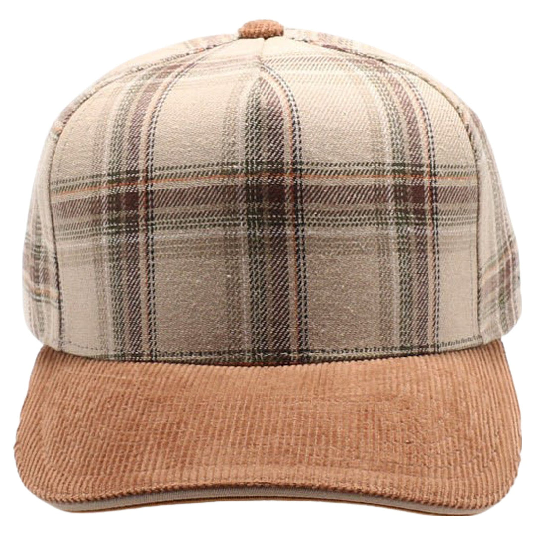 5 Panel Plaid Sandwich Visor [Khaki/Camel]