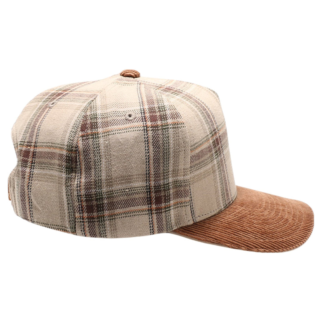 5 Panel Plaid Sandwich Visor [Khaki/Camel]