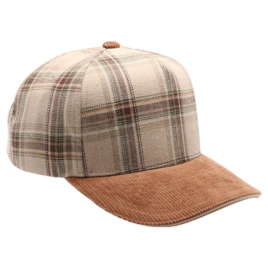 5 Panel Plaid Sandwich Visor [Khaki/Camel]