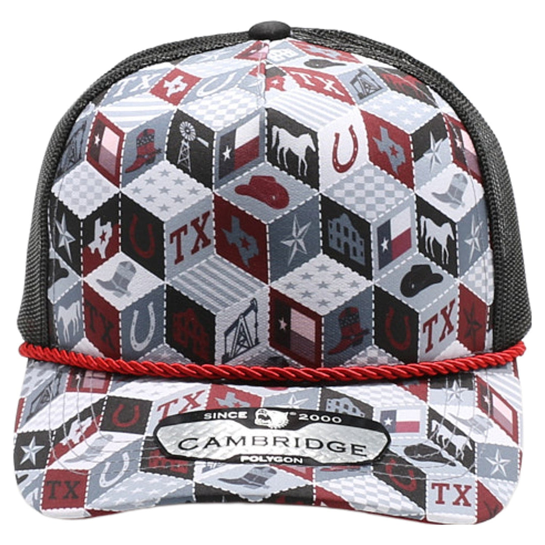 Texas-Themed Polygon Quilt High Frame with Rope [Burgundy]