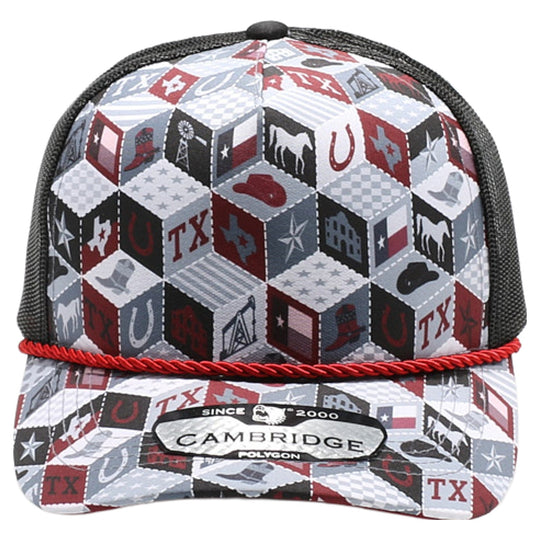 Texas-Themed Polygon Quilt High Frame with Rope [Burgundy]
