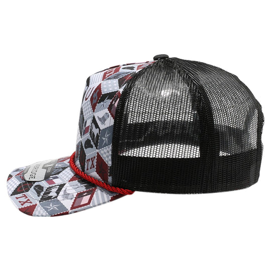 Texas-Themed Polygon Quilt High Frame with Rope [Burgundy]