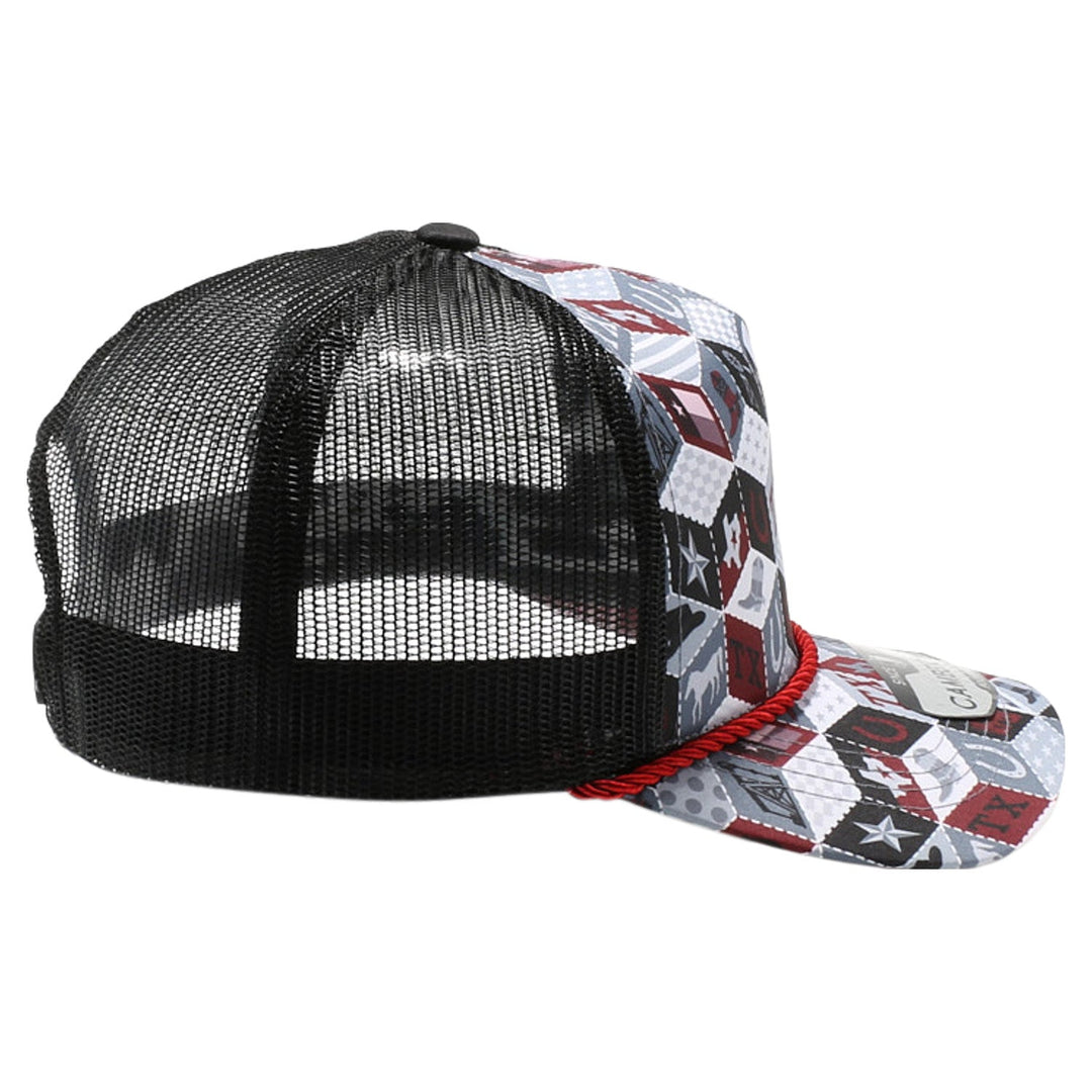 Texas-Themed Polygon Quilt High Frame with Rope [Burgundy]