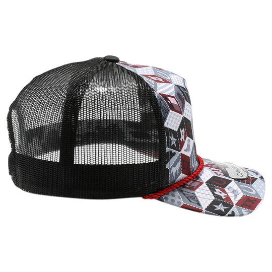 Texas-Themed Polygon Quilt High Frame with Rope [Burgundy]