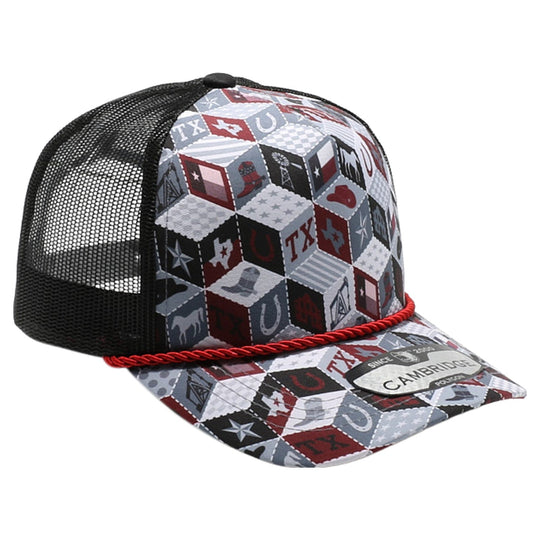 Texas-Themed Polygon Quilt High Frame with Rope [Burgundy]