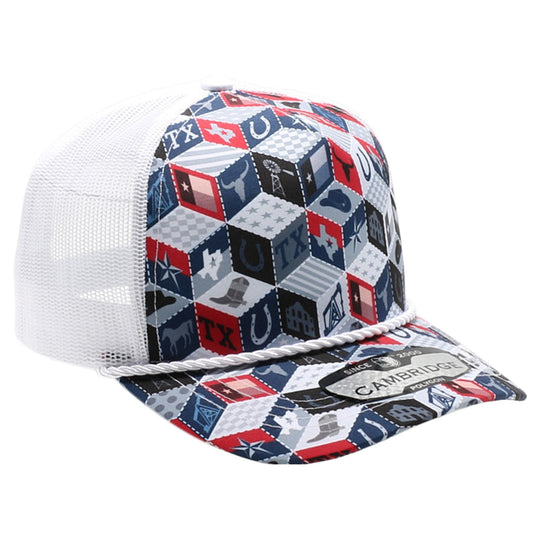Texas-Themed Polygon Quilt High Frame with Rope [White]
