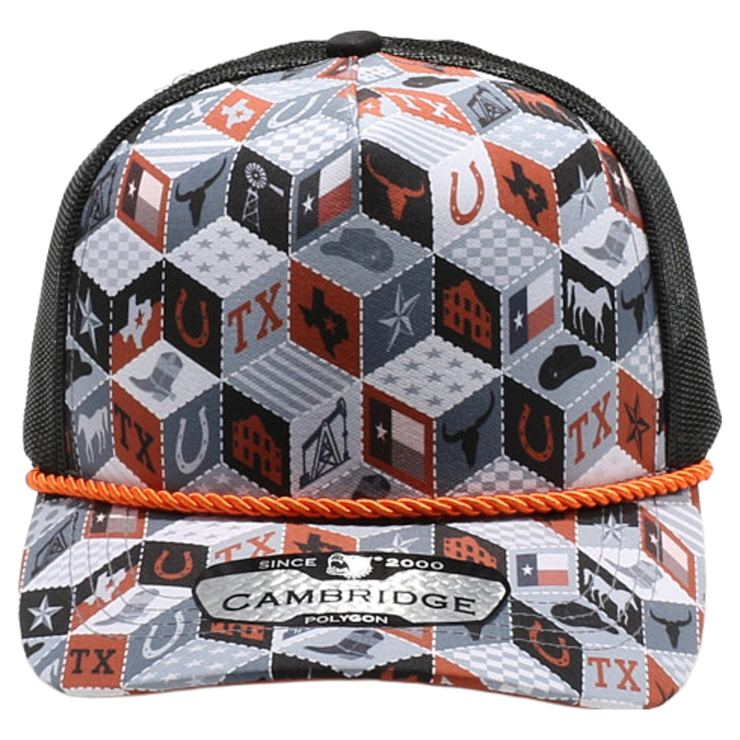 Texas-Themed Polygon Quilt High Frame with Rope [Burnt Orange]
