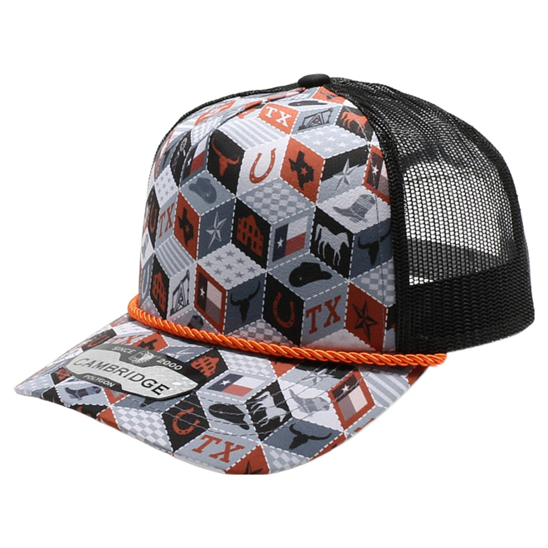 Texas-Themed Polygon Quilt High Frame with Rope [Burnt Orange]