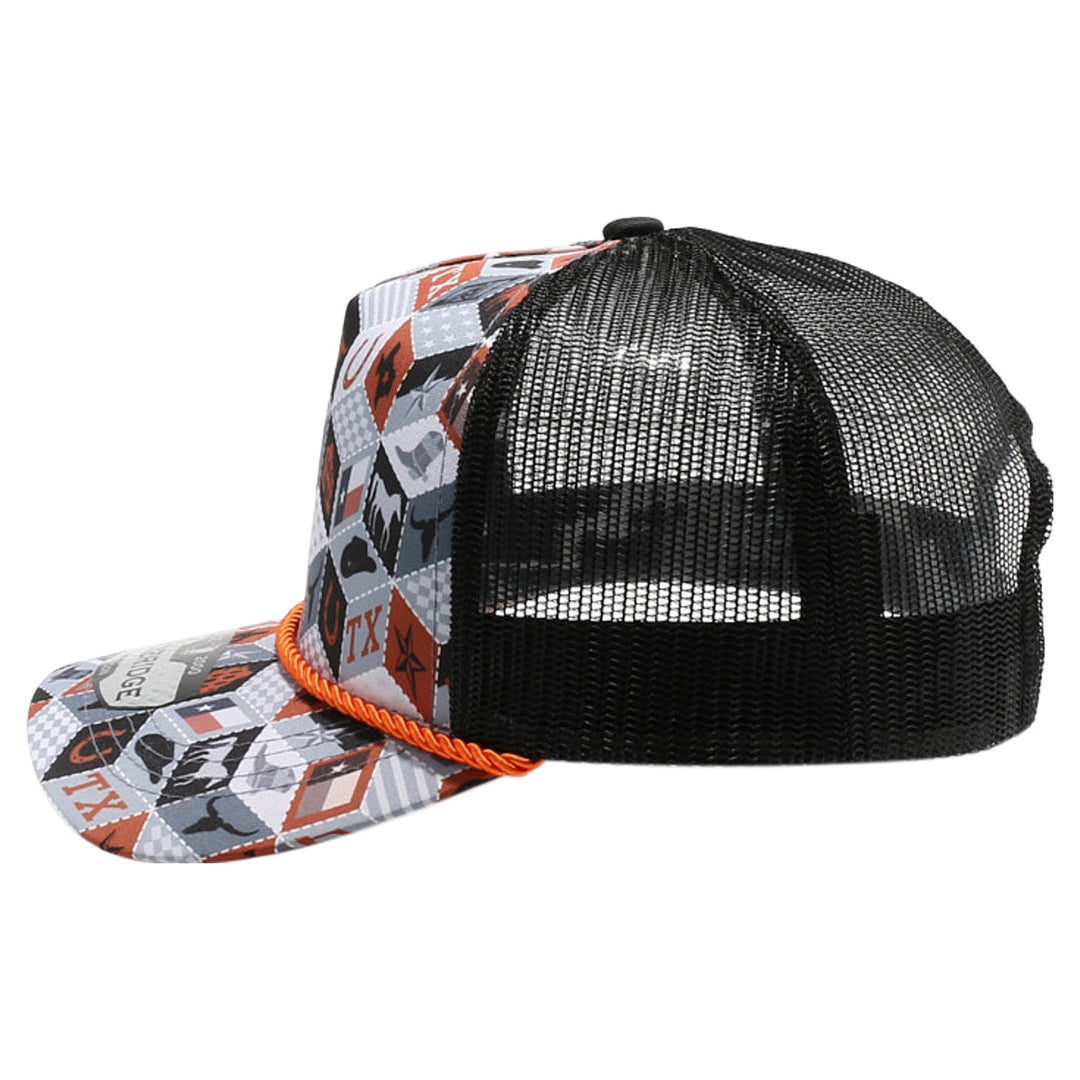Texas-Themed Polygon Quilt High Frame with Rope [Burnt Orange]