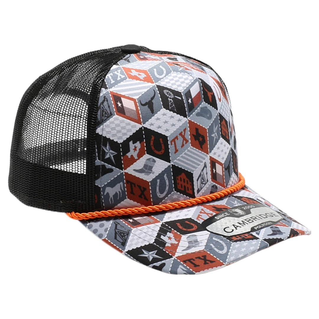 Texas-Themed Polygon Quilt High Frame with Rope [Burnt Orange]