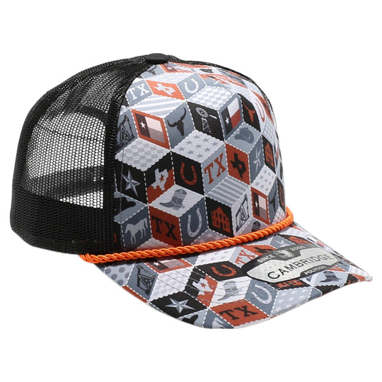 Texas-Themed Polygon Quilt High Frame with Rope [Burnt Orange]