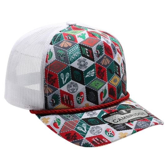 Mexico-Themed Polygon Quilt High Frame with Rope [White]